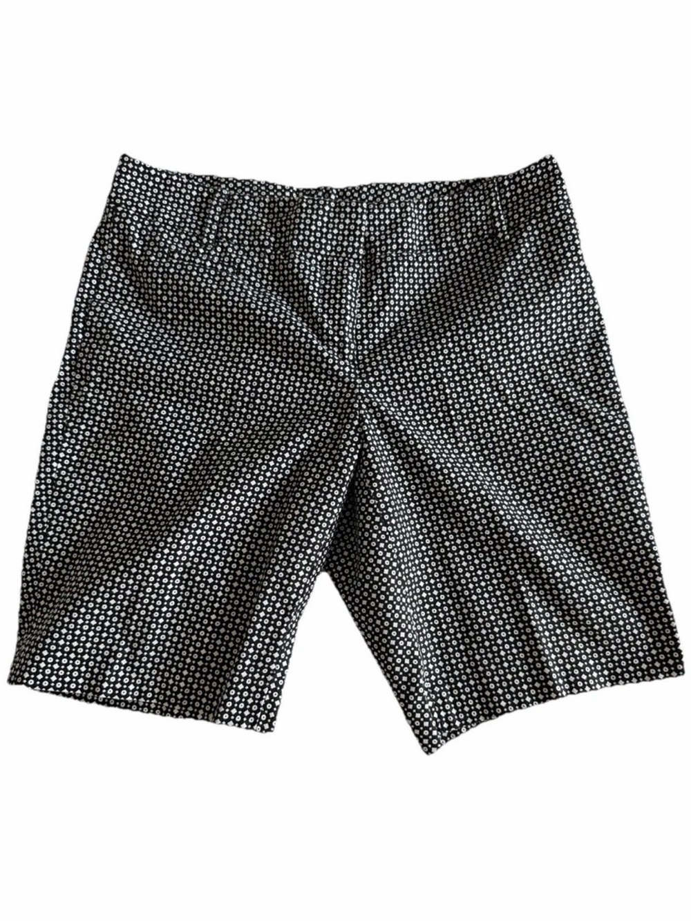 LOFT Shorts Womens 4 Black White Geometric Bermuda Marisa Stretch Twill Casual